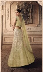 Olive Green Sequined Net Lehenga - Image 3