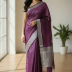 Purple Tissue linen saree