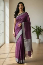 Purple Tissue linen saree
