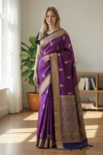 Purple Malai Silk Saree