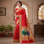 Red Paithani silk saree - Image 3