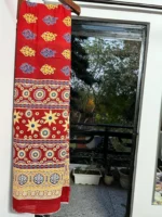 Red & Yellow Block Print cotton saree - Image 2