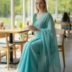 Light Blue Shimmer Georgette Saree