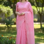 Powder Pink Chikankari Saree