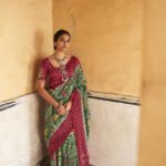 Maroon & green Patola Silk Saree