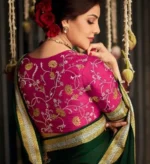 Bottle Green Dola Silk saree - Image 2