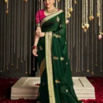 Bottle Green Dola Silk saree