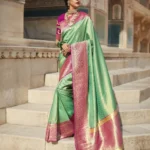 Green And Pink Pure Silk Saree