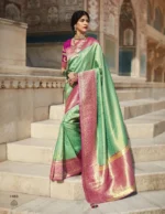 Green And Pink Pure Silk Saree