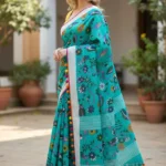 Green and Yellow Mul Cotton saree