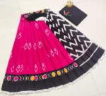 Pink and Black Mul Cotton saree - Image 3