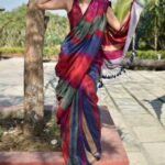 Multicolor Khadi Cotton  Saree